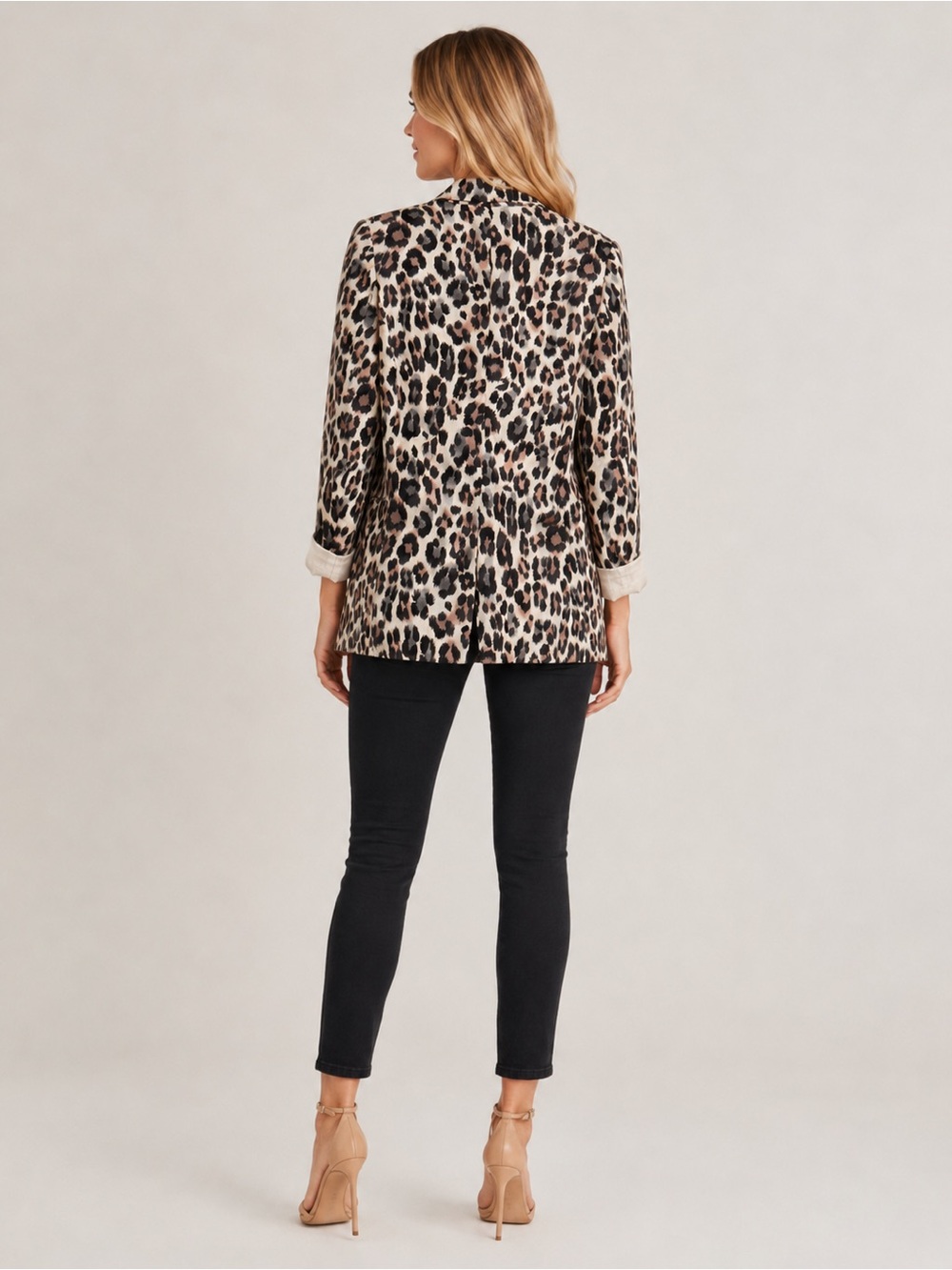 Joie Leopard Mehira Print Linen Blazer Women’s Size 8 Rolled Cuff 25743 - Picture 2 of 11